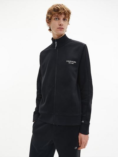 Calvin Klein Ruhák HU809618 | Calvin Klein Organic Cotton Zip Up Férfi Kardigán Fekete